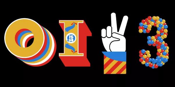 他的平面插画设计，字体风格，令人印象深刻