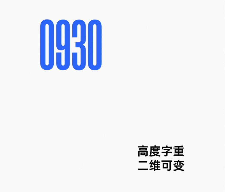 Dynamic lock-screen numerals changing height and weight