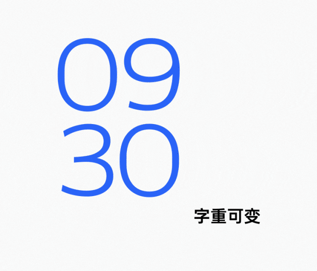 Dynamic lock-screen numerals changing weight
