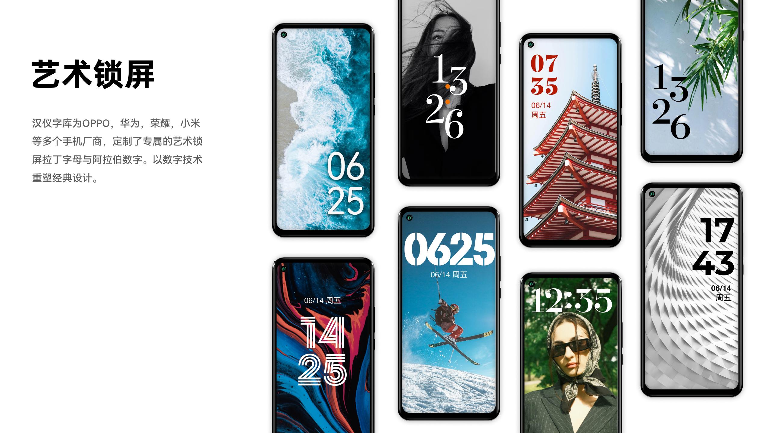 Art lock-screen numeral systems for OPPO, Huawei, Honor, Xiaomi and other device brands